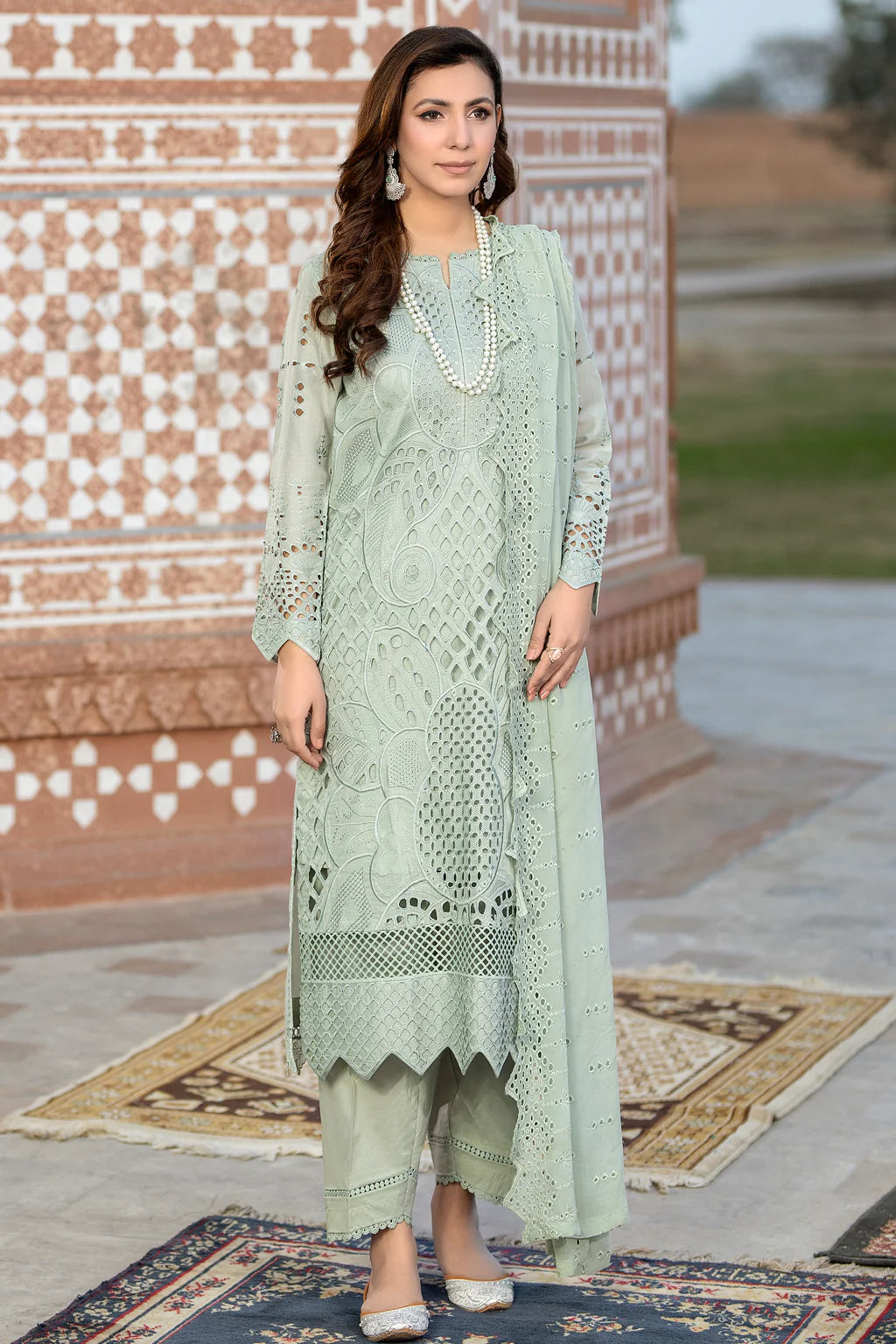 RZ - 156 | 3PC Unstitched Suit Chikankari Lawn Rozeria By Johra