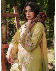 3-PC Unstitched Embroidered Lawn Silent Pine Tale By Afsanah | AL-106