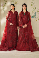 3-PC Unstiched Embroidered Net By Baroque | CH14-01