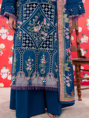 3-PC Unstitched Embroidered Lawn Dil E Raqsum By Parishay | DQ-12