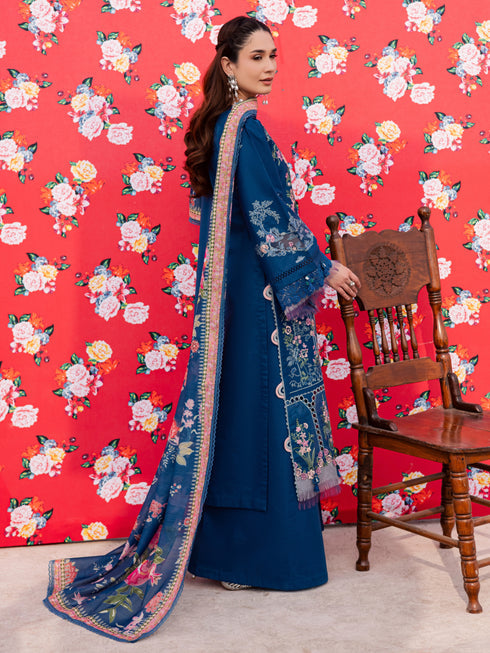 3-PC Unstitched Embroidered Lawn Dil E Raqsum By Parishay | DQ-12