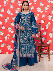 3-PC Unstitched Embroidered Lawn Dil E Raqsum By Parishay | DQ-12