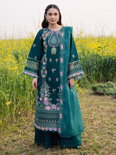3-PC Unstitched Embroidered Lawn Dil E Raqsum By Parishay | DQ-11