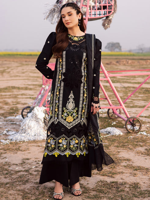 3-PC Unstitched Embroidered Lawn Dil E Raqsum By Parishay | DQ-01