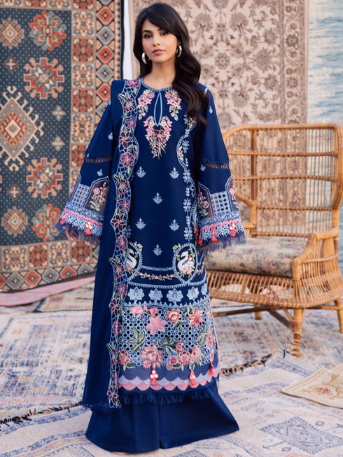 3-PC Unstitched Embroidered Lawn Dil E Raqsum By Parishay | DQ-04