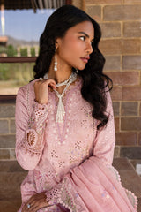 3 PC Unstitched Embroidered Lawn Qline By Qalamkar | QM-09 Rosalee