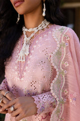 3 PC Unstitched Embroidered Lawn Qline By Qalamkar | QM-09 Rosalee