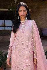 3 PC Unstitched Embroidered Lawn Qline By Qalamkar | QM-09 Rosalee