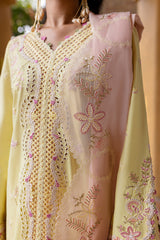 3 PC Unstitched Embroidered Lawn Qline By Qalamkar | QM-11 Ina