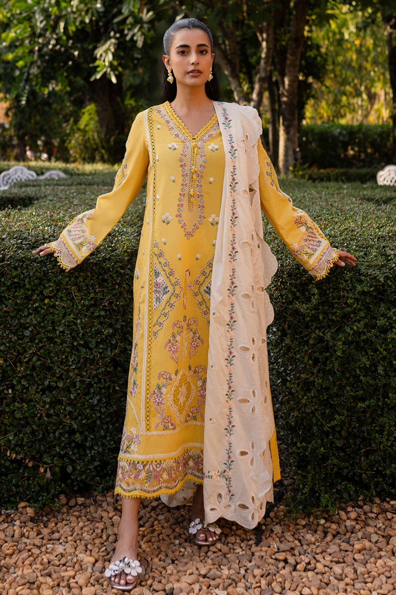 3 PC Unstitched Embroidered Lawn Qline By Qalamkar | QM-10 Olena