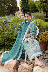 3 PC Unstitched Embroidered Lawn Qline By Qalamkar | QM-06 Omi
