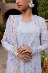 3 PC Unstitched Embroidered Lawn Qline By Qalamkar | QM-17 Lyla