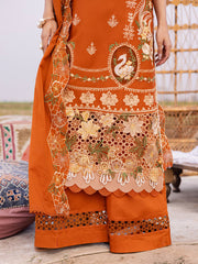 3-PC Unstitched Embroidered Lawn Dil E Raqsum By Parishay | DQ-03
