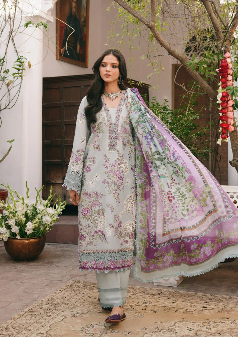 3-PC Unstitched Embroidered Lawn Ek Fasana By Kahf | KLB-6B BANAFSHA