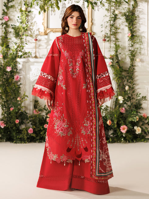 3-PC Unstitched Embroidered Luxury Lawn Marbella By Parishay | MB-02