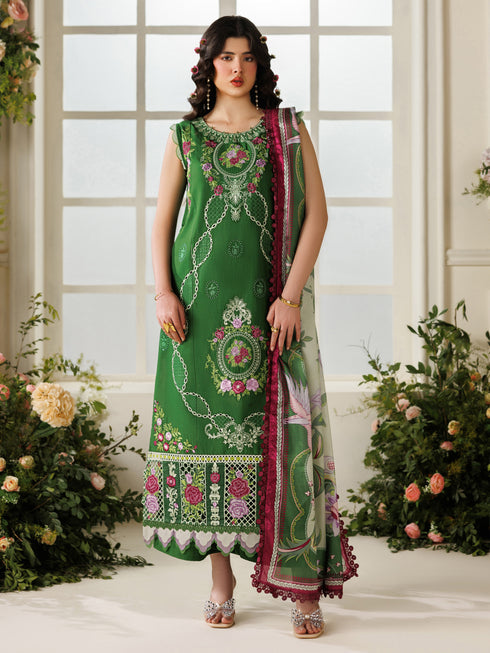 3-PC Unstitched Embroidered Luxury Lawn Marbella By Parishay | MB-04