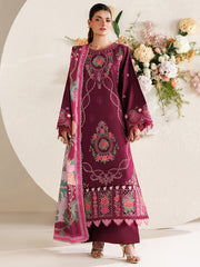 3-PC Unstitched Embroidered Luxury Lawn Marbella By Parishay | MB-03