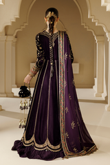 Embroidered Velvet Formal 3pcs suit By Jazmin