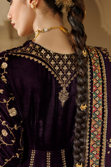 Embroidered Velvet Formal 3pcs suit By Jazmin