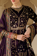 Embroidered Velvet Formal 3pcs suit By Jazmin