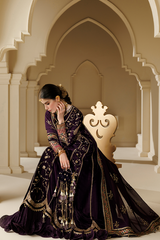 Embroidered Velvet Formal 3pcs suit By Jazmin