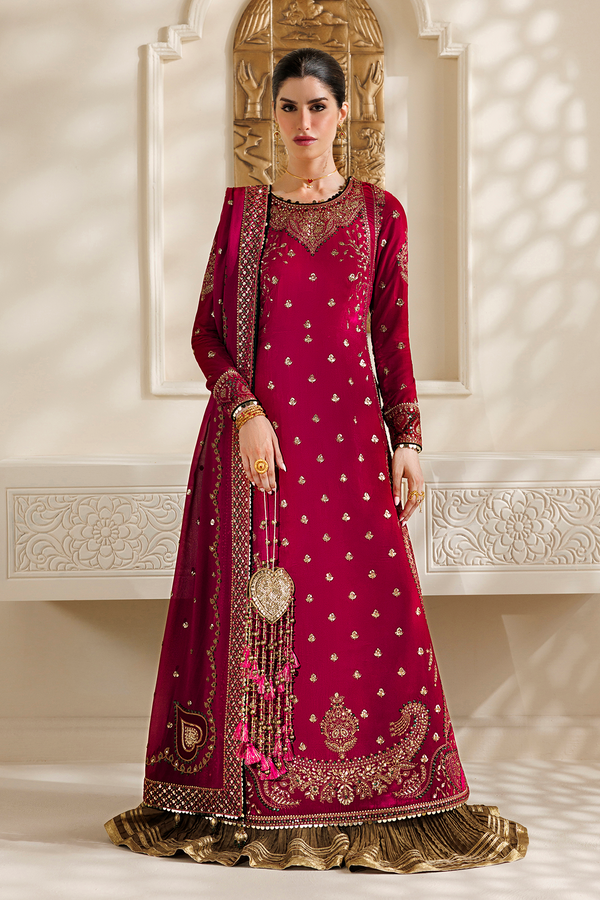 Embroidered Velvet Formal 3pcs suit By Jazmin