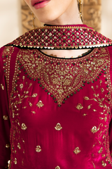 Embroidered Velvet Formal 3pcs suit By Jazmin