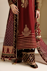 Embroidered Velvet Formal 3pcs suit By Jazmin