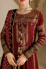 Embroidered Velvet Formal 3pcs suit By Jazmin