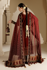 Embroidered Velvet Formal 3pcs suit By Jazmin