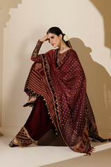 Embroidered Velvet Formal 3pcs suit By Jazmin