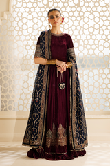 Embroidered Velvet Formal 3pcs suit By Jazmin