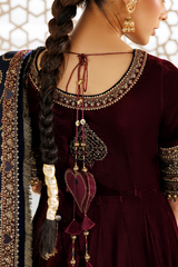 Embroidered Velvet Formal 3pcs suit By Jazmin