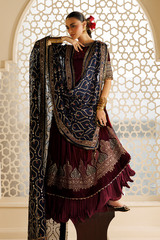 Embroidered Velvet Formal 3pcs suit By Jazmin