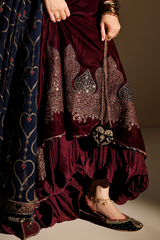 Embroidered Velvet Formal 3pcs suit By Jazmin