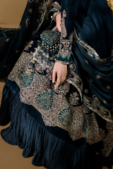 Embroidered Velvet Formal 3pcs suit By Jazmin