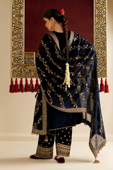 Embroidered Velvet Formal 3pcs suit By Jazmin