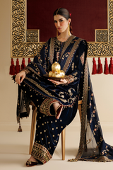 Embroidered Velvet Formal 3pcs suit By Jazmin