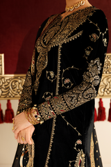 Embroidered Velvet Formal 3pcs suit By Jazmin