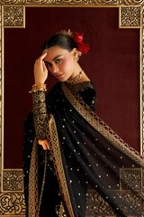 Embroidered Velvet Formal 3pcs suit By Jazmin