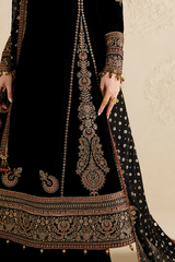 Embroidered Velvet Formal 3pcs suit By Jazmin