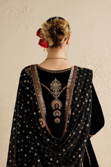Embroidered Velvet Formal 3pcs suit By Jazmin