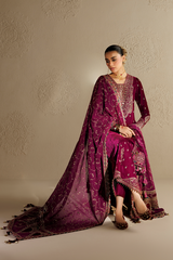 Embroidered Velvet Formal 3pcs suit By Jazmin