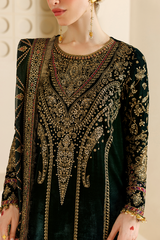 Embroidered Velvet Formal 3pcs suit By Jazmin