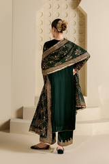 Embroidered Velvet Formal 3pcs suit By Jazmin