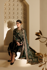 Embroidered Velvet Formal 3pcs suit By Jazmin