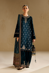 Embroidered Velvet Formal 3pcs suit By Jazmin