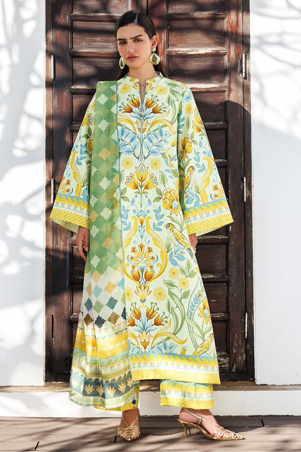 3-PC Unstitched Embroidered Lawn By Jazmin | USE-9315