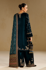 Embroidered Velvet Formal 3pcs suit By Jazmin