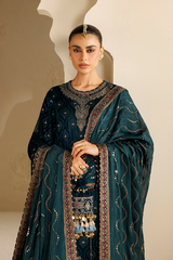 Embroidered Velvet Formal 3pcs suit By Jazmin